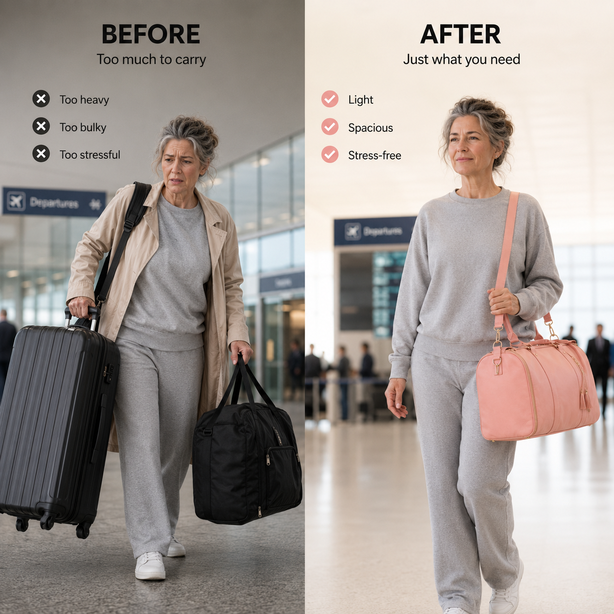 One bag, one shoulder, hands free through the airport