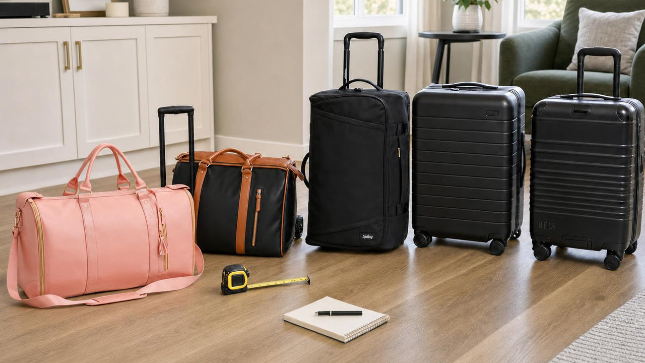 All five tested carry-on bags side by side